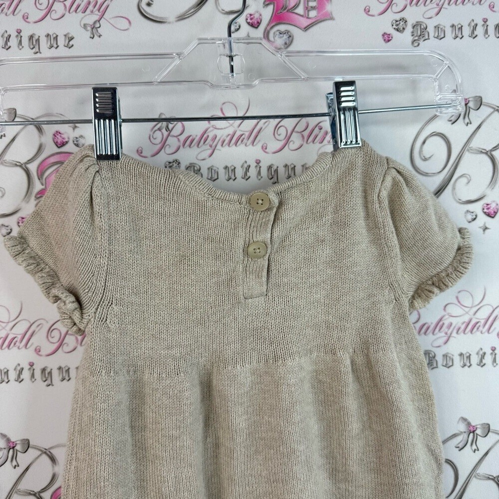 Koala Kids dress knitted warm cozy rose bud Cream Knit Dress with Bow Accent - Picture 3 of 14